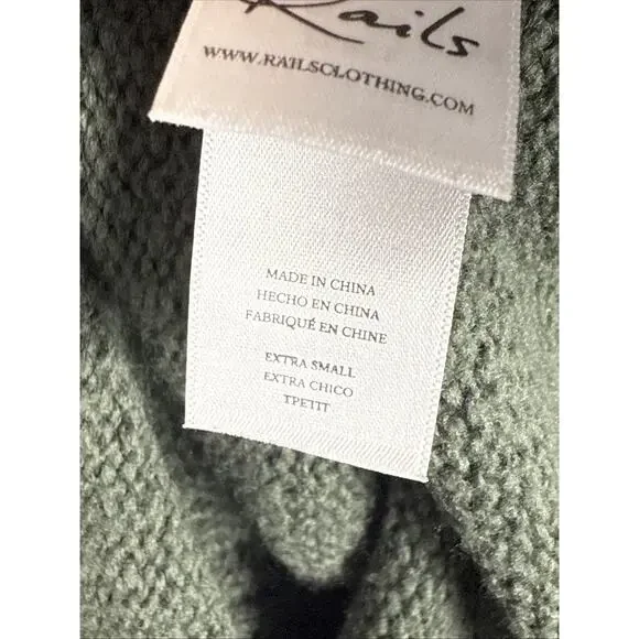 Rails Perci Olive Green Black Stars Merino Wool Knit Sweater XS Extra Small - Picture 6 of 7